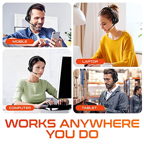 Delton Bluetooth-Computer-Headset mit Mikrofon mit Geräuschunterdrückung, HiFi-Stereo-Sound, Headset-Ständer und Auto-Pair-USB-Dongle für PC, Laptop, MacBook und kompatibel mit MS Team, Google Meet Bild 7