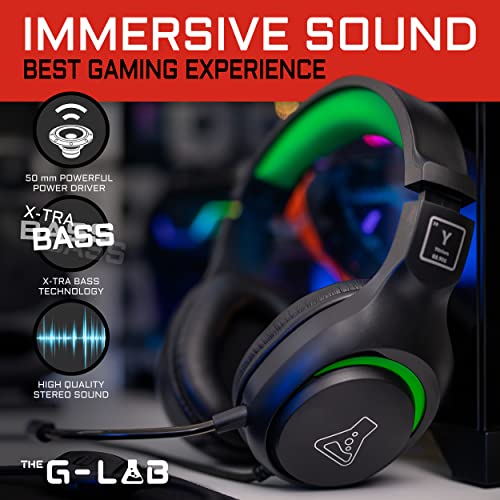 THE G-LAB Korp Yttrium Gaming Headset for PC PS4 PS5 Xbox Switch Gaming Headset with Microphone Foldable Stereo, Strong Bass Microphone 3.5mm Jack (Black) Bild 3