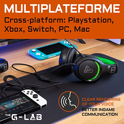 THE G-LAB Korp Yttrium Gaming Headset for PC PS4 PS5 Xbox Switch Gaming Headset with Microphone Foldable Stereo, Strong Bass Microphone 3.5mm Jack (Black) Bild 6