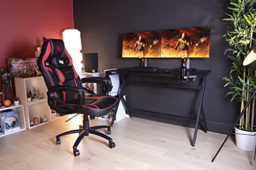 Konix Drakkar Gaming-Schreibtisch Mani 121 x 69 x 76 cm in Y-Form - Tischplatte aus Holz und Metall - Becherhalter und Headset-Halterung enthalten - Schwarz Bild 2