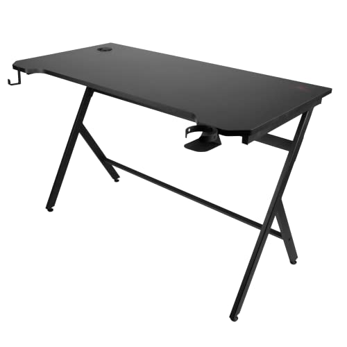 Konix Drakkar Gaming-Schreibtisch Mani 121 x 69 x 76 cm in Y-Form - Tischplatte aus Holz und Metall - Becherhalter und Headset-Halterung enthalten - Schwarz Bild 3