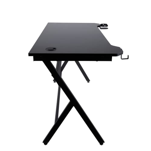Konix Drakkar Gaming-Schreibtisch Mani 121 x 69 x 76 cm in Y-Form - Tischplatte aus Holz und Metall - Becherhalter und Headset-Halterung enthalten - Schwarz Bild 4