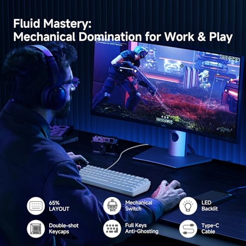 Dierya×TMKB T68se Gaming Mechanische Tastatur,60% Prozent Tastatur,Ultra-Compact Mini 68 Tasten Anti-Ghosting,Typ-C-Datenkabel,US Layout für PC Windows Gamer Typist,Red Linear Switch Bild 2