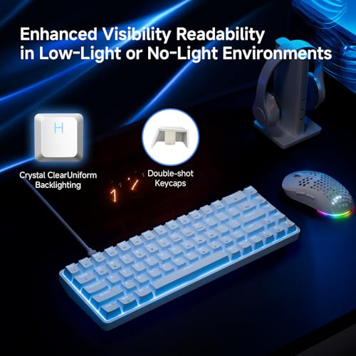 Dierya×TMKB T68se Gaming Mechanische Tastatur,60% Prozent Tastatur,Ultra-Compact Mini 68 Tasten Anti-Ghosting,Typ-C-Datenkabel,US Layout für PC Windows Gamer Typist,Red Linear Switch Bild 6
