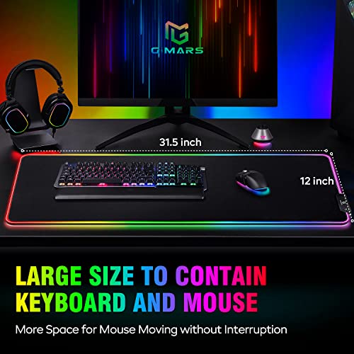 Gimars Gaming Mauspad, 12 LED Beleuchtungsmodi RGB Mousepad XXL, 800x300x5mm, Groß Desk Mat Gaming Zubehör mit wasserdichte Oberfläche, 5mm Rutschfester Gummifuß für PC Tastatur Bild 5