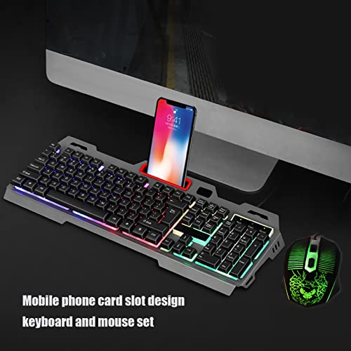 Kabelgebundene Gaming-Tastatur, 104 Tasten, RGB-Hintergrundbeleuchtung, USB-Tastatur-Maus-Set, Mechanische Gaming-Tastatur und Maus-Kombination, für Windows 7 8 10, für PC/Mac-Gamer, Schreibkräfte, Re Bild 3