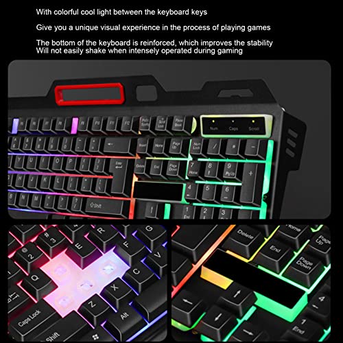 Kabelgebundene Gaming-Tastatur, 104 Tasten, RGB-Hintergrundbeleuchtung, USB-Tastatur-Maus-Set, Mechanische Gaming-Tastatur und Maus-Kombination, für Windows 7 8 10, für PC/Mac-Gamer, Schreibkräfte, Re Bild 4