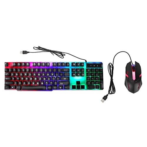 ciciglow Gaming-Tastatur und -Maus-Kombination, Kabelgebundene Hintergrundbeleuchtete Computertastaturen und RGB-Gaming-Maus, Mechanische Tastaturen mit 104 Tasten DPI 4800-Maus für Gamer Bild 1