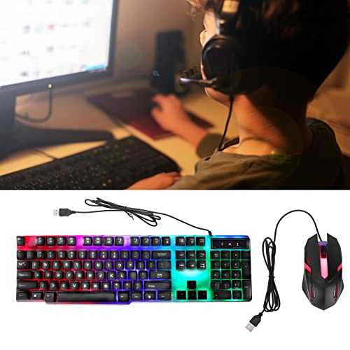 ciciglow Gaming-Tastatur und -Maus-Kombination, Kabelgebundene Hintergrundbeleuchtete Computertastaturen und RGB-Gaming-Maus, Mechanische Tastaturen mit 104 Tasten DPI 4800-Maus für Gamer Bild 2