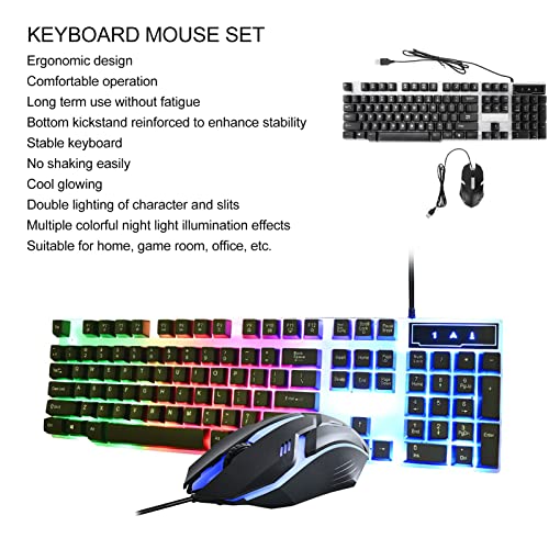ciciglow Gaming-Tastatur und -Maus-Kombination, Kabelgebundene Hintergrundbeleuchtete Computertastaturen und RGB-Gaming-Maus, Mechanische Tastaturen mit 104 Tasten DPI 4800-Maus für Gamer Bild 4