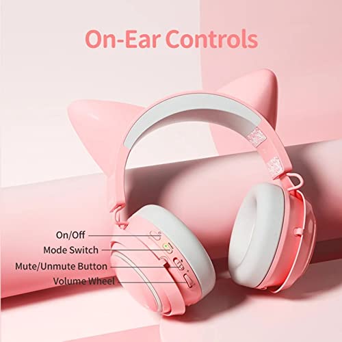 Pinkes Gaming-Headset, Verkabelter USB-Gaming-Kopfhörer in mit Katzenohr für PC///PS5 mit 7.1-Surround-Sound-Geräuschunterdrückung, Abnehmbarem Katzenohr und Mikrofon, Bild 4