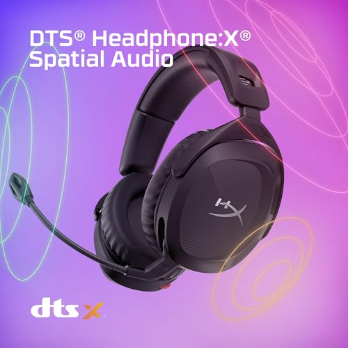 HyperX Cloud Stinger 2 Wireless Gaming-Headset für PC, Kabelloses Over-Ear Headset mit Mikrofon, 2,4 GHz Wireless, DTS Headphone:X Spatial Audio, 50mm Treiber, 20h Akku, Memory-Schaum, Schwarz Bild 4