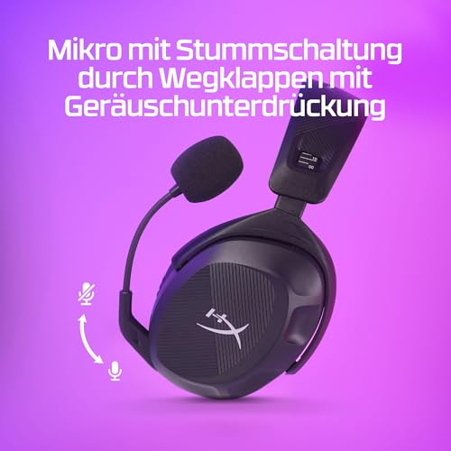 HyperX Cloud Stinger 2 Wireless Gaming-Headset für PC, Kabelloses Over-Ear Headset mit Mikrofon, 2,4 GHz Wireless, DTS Headphone:X Spatial Audio, 50mm Treiber, 20h Akku, Memory-Schaum, Schwarz Bild 6