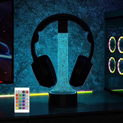 YuanDian Leuchtender Kopfhörerständer für Schreibtisch, Gaming Headset Halterung, RGB mit 16 farbigen Lichtern für Spielzimmer Dekoration, Coole Gamer Geschenke für Männer, Freund Bild 1