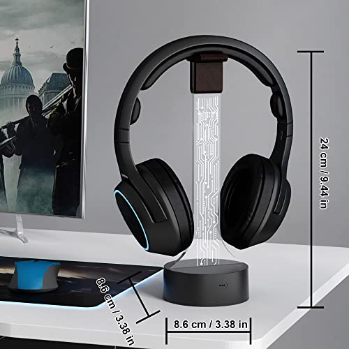 YuanDian Leuchtender Kopfhörerständer für Schreibtisch, Gaming Headset Halterung, RGB mit 16 farbigen Lichtern für Spielzimmer Dekoration, Coole Gamer Geschenke für Männer, Freund Bild 3
