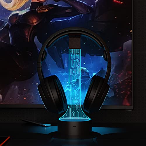YuanDian Leuchtender Kopfhörerständer für Schreibtisch, Gaming Headset Halterung, RGB mit 16 farbigen Lichtern für Spielzimmer Dekoration, Coole Gamer Geschenke für Männer, Freund Bild 6