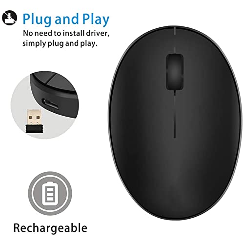 Uiosmuph Mini Kleine Maus Kabellos Wiederaufladbar Computer Maus, 2.4GHz Optische Travel Silent Maus Drahtlose mit USB Empfänger automatisch Schlafen 3 Tasten 1000 DPI für Laptop/PC/MAC (Schwarz) Bild 2
