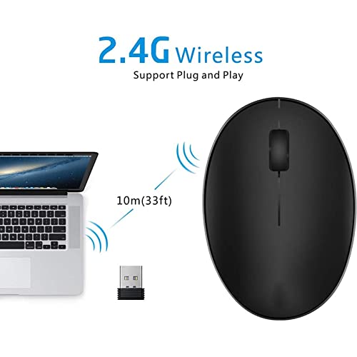 Uiosmuph Mini Kleine Maus Kabellos Wiederaufladbar Computer Maus, 2.4GHz Optische Travel Silent Maus Drahtlose mit USB Empfänger automatisch Schlafen 3 Tasten 1000 DPI für Laptop/PC/MAC (Schwarz) Bild 3