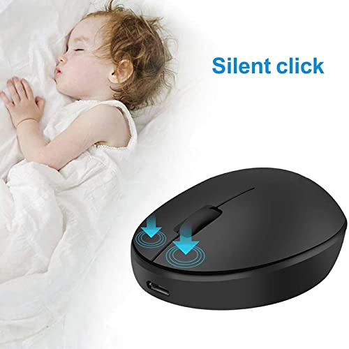 Uiosmuph Mini Kleine Maus Kabellos Wiederaufladbar Computer Maus, 2.4GHz Optische Travel Silent Maus Drahtlose mit USB Empfänger automatisch Schlafen 3 Tasten 1000 DPI für Laptop/PC/MAC (Schwarz) Bild 5