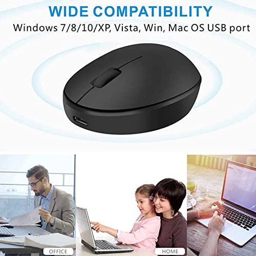 Uiosmuph Mini Kleine Maus Kabellos Wiederaufladbar Computer Maus, 2.4GHz Optische Travel Silent Maus Drahtlose mit USB Empfänger automatisch Schlafen 3 Tasten 1000 DPI für Laptop/PC/MAC (Schwarz) Bild 7