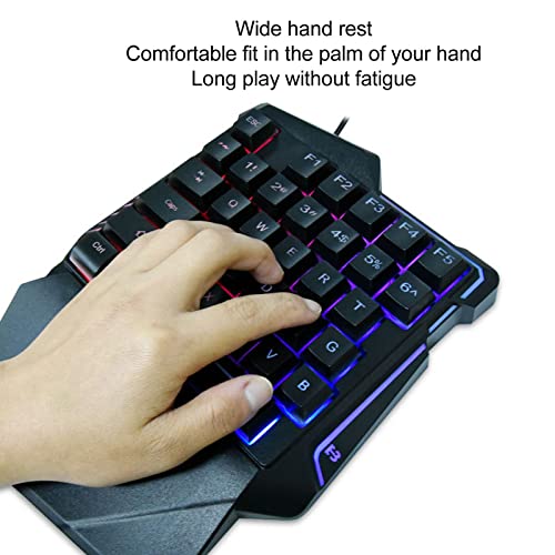 Einhand Gaming Tastatur und Maus Kombination, 35 Tasten, RGB Hintergrundbeleuchtung, Mechanische Einhand Tastatur mit Handballenauflage, Gaming Maus, Tragbare Spieltastatur und Mäuse Bild 6