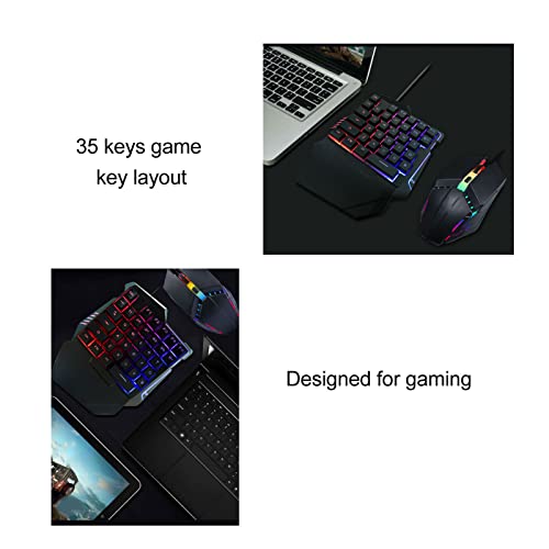 Einhand Gaming Tastatur und Maus Kombination, 35 Tasten, RGB Hintergrundbeleuchtung, Mechanische Einhand Tastatur mit Handballenauflage, Gaming Maus, Tragbare Spieltastatur und Mäuse Bild 7