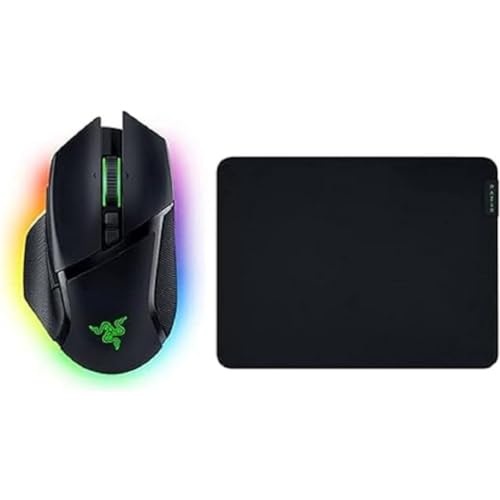 Basilisk V3 Pro - Kabellose Gaming-Maus (Razer HyperScroll Tilt Wheel, Focus Pro 30K Optischer Sensor, HyperSpeed Wireless) - Schwarz & Gigantus V2 Medium - Weiches Gaming-Mauspad - Schwarz Bild 1