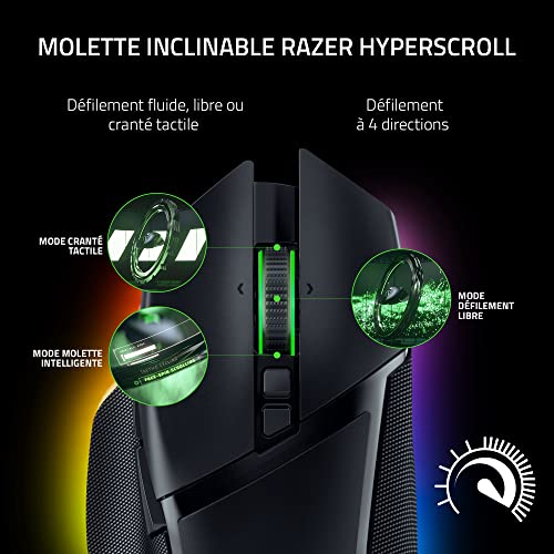 Basilisk V3 Pro - Kabellose Gaming-Maus (Razer HyperScroll Tilt Wheel, Focus Pro 30K Optischer Sensor, HyperSpeed Wireless) - Schwarz & Gigantus V2 Medium - Weiches Gaming-Mauspad - Schwarz Bild 3