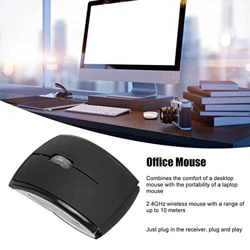 Drahtlose Faltbare Computermaus, Tragbare Kompakte Drahtlose Faltbare ABS-Maus 1600 DPI Matte Büro-Gaming-Maus, Plug-and-Play(Schwarz) Bild 2