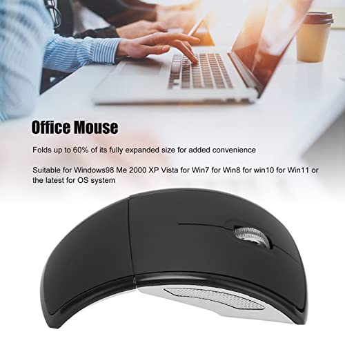 Drahtlose Faltbare Computermaus, Tragbare Kompakte Drahtlose Faltbare ABS-Maus 1600 DPI Matte Büro-Gaming-Maus, Plug-and-Play(Schwarz) Bild 3
