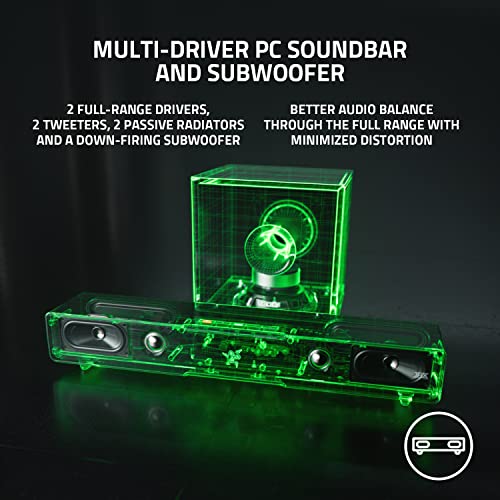 Razer Leviathan V2 - PC-Gaming-Soundbar Schwarz & Base Station V2 Chroma - Headset-Ständer mit USB-Hub und RGB-Beleuchtung (USB-Hub mit 7.1 Surround Sound) Schwarz Bild 3