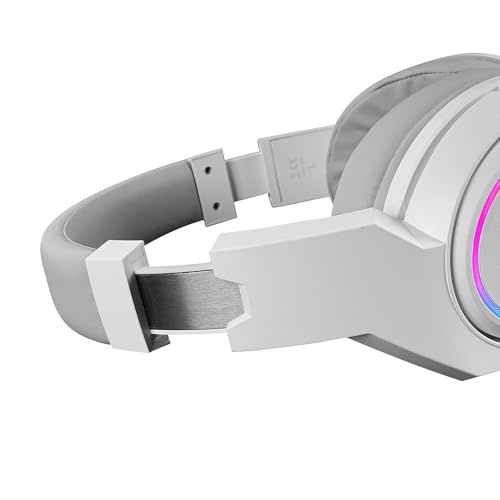 Mars Gaming MHW-100, Kabelloses ARGB Flow Headset, Abnehmbares ENC-Mikrofon, Passive Geräuschunterdrückung ENC, Windows/PS4/PS5/XBOX ONE/Xbox Series X|S/Mac/Switch/Switch 2/Smartphone/Tablet, Weiß Bild 3