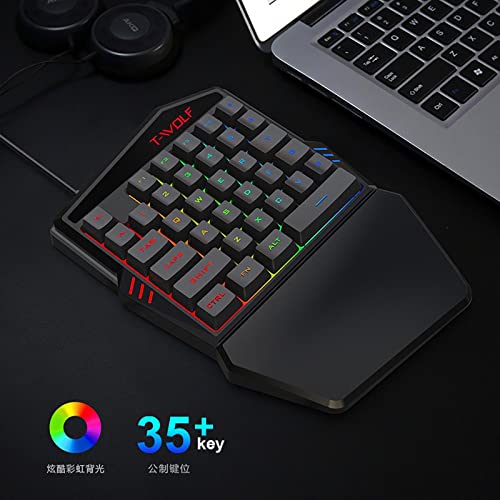Gaming-Tastatur mit einer Hand, mit Hintergrundbeleuchtung 35 Tasten, RGB LED, mechanisches Tablet PC Windows Smartphone Bild 2