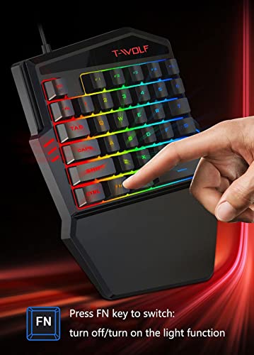 Gaming-Tastatur mit einer Hand, mit Hintergrundbeleuchtung 35 Tasten, RGB LED, mechanisches Tablet PC Windows Smartphone Bild 6