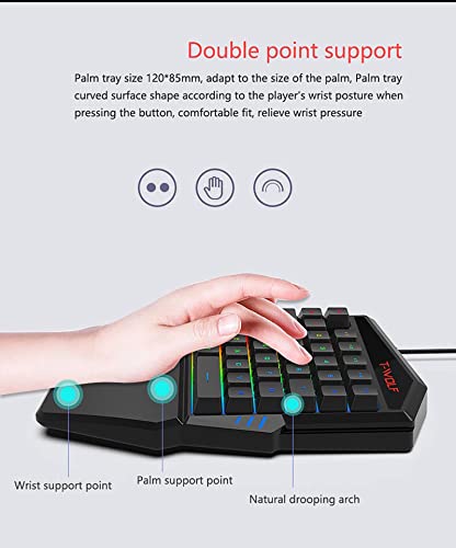 Gaming-Tastatur mit einer Hand, mit Hintergrundbeleuchtung 35 Tasten, RGB LED, mechanisches Tablet PC Windows Smartphone Bild 7
