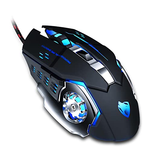 ✅ MOUSE GAMING RGB LED Programmierbare Präzises Metall verkabelt 6 Tasten ergonomisch beleuchtete Laptop PC V6 Gaming Zubehör Maus schwarz ✅ Bild 1