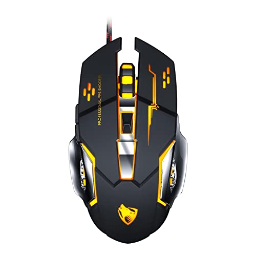 ✅ MOUSE GAMING RGB LED Programmierbare Präzises Metall verkabelt 6 Tasten ergonomisch beleuchtete Laptop PC V6 Gaming Zubehör Maus schwarz ✅ Bild 2