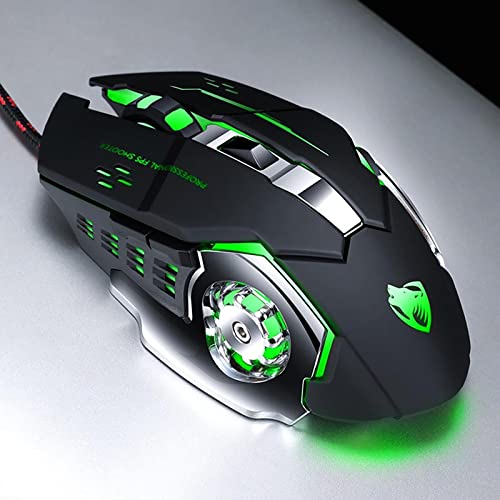 ✅ MOUSE GAMING RGB LED Programmierbare Präzises Metall verkabelt 6 Tasten ergonomisch beleuchtete Laptop PC V6 Gaming Zubehör Maus schwarz ✅ Bild 3