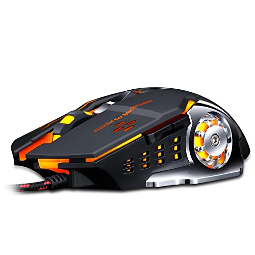 ✅ MOUSE GAMING RGB LED Programmierbare Präzises Metall verkabelt 6 Tasten ergonomisch beleuchtete Laptop PC V6 Gaming Zubehör Maus schwarz ✅ Bild 5