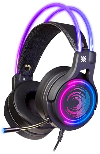 Defender® Gaming Headset, 7.1 Surround Sound, Gaming Kopfhörer PC mit Kabel für PS4, Laptop, Over-Ear-Kopfhörer mit Noise-Cancelling-Mikrofon, Headset Mit Mikrofon, LED-Licht, Schwarz Bild 1