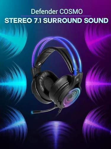 Defender® Gaming Headset, 7.1 Surround Sound, Gaming Kopfhörer PC mit Kabel für PS4, Laptop, Over-Ear-Kopfhörer mit Noise-Cancelling-Mikrofon, Headset Mit Mikrofon, LED-Licht, Schwarz Bild 4