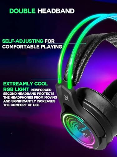 Defender® Gaming Headset, 7.1 Surround Sound, Gaming Kopfhörer PC mit Kabel für PS4, Laptop, Over-Ear-Kopfhörer mit Noise-Cancelling-Mikrofon, Headset Mit Mikrofon, LED-Licht, Schwarz Bild 5
