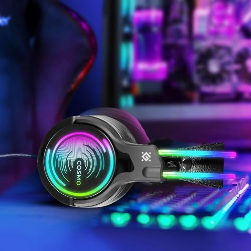 Defender® Gaming Headset, 7.1 Surround Sound, Gaming Kopfhörer PC mit Kabel für PS4, Laptop, Over-Ear-Kopfhörer mit Noise-Cancelling-Mikrofon, Headset Mit Mikrofon, LED-Licht, Schwarz Bild 6