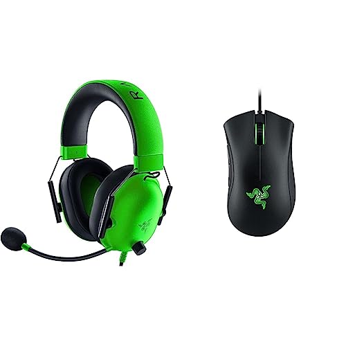 Razer BlackShark V2 X - Kabelgebundenes Multiplattform-E-Sport-Headset Grün & DeathAdder Essential (2021) - Essentielle Gaming-Maus mit optischem 6.400-DPI-Sensor Schwarz Bild 1
