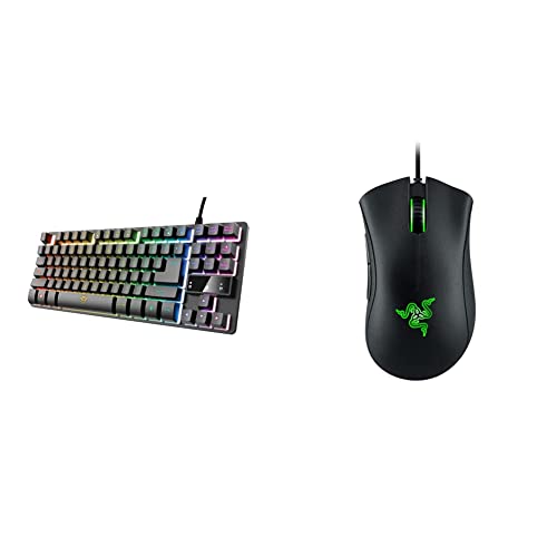 Trust Gaming 24068 Tastatur mit TKL-Design GXT 833 Thado - Beleuchtete Tastatur mit Deutsches QWERTZ Layout & Razer DeathAdder Essential (2021) - Essentielle Gaming-Maus mit optischem 6.400-DPI-Sensor Bild 1