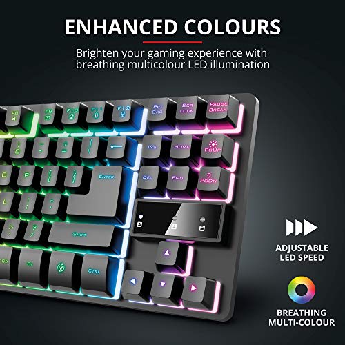 Trust Gaming 24068 Tastatur mit TKL-Design GXT 833 Thado - Beleuchtete Tastatur mit Deutsches QWERTZ Layout & Razer DeathAdder Essential (2021) - Essentielle Gaming-Maus mit optischem 6.400-DPI-Sensor Bild 4