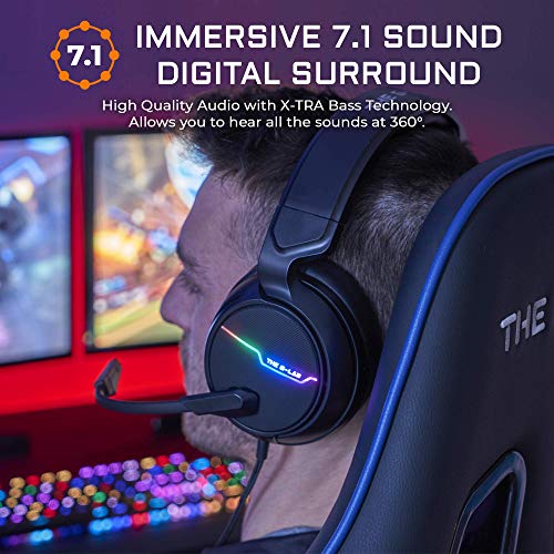 The G-LAB Korp Thallium Gaming-Kopfhörer, USB, 7.1, Digital Surround - Headset für Gamer (Schwarz) & Razer DeathAdder Essential (2021) - Essentielle Gaming-Maus mit optischem 6.400-DPI-Sensor Schwarz Bild 3