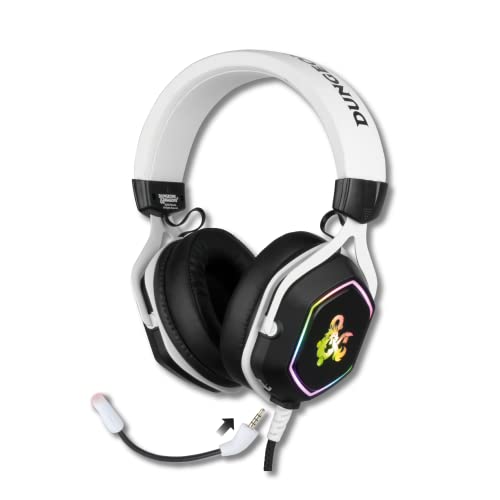 Konix Dungeons & Dragons Kabelgebundenes Gaming-Headset Rainbow für PC - 50-mm-Lautsprecher - Mikrofon - 2 m USB-Kabel - Hintergrundbeleuchtung - Weiß und Schwarz Bild 1