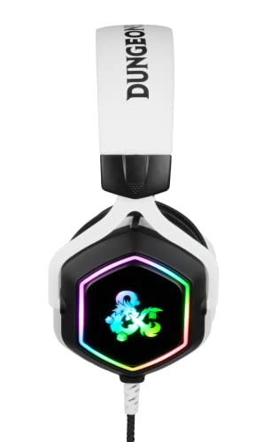 Konix Dungeons & Dragons Kabelgebundenes Gaming-Headset Rainbow für PC - 50-mm-Lautsprecher - Mikrofon - 2 m USB-Kabel - Hintergrundbeleuchtung - Weiß und Schwarz Bild 2