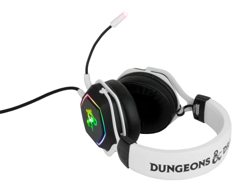 Konix Dungeons & Dragons Kabelgebundenes Gaming-Headset Rainbow für PC - 50-mm-Lautsprecher - Mikrofon - 2 m USB-Kabel - Hintergrundbeleuchtung - Weiß und Schwarz Bild 3